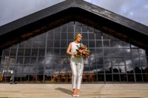 Jesus Peiro Style 156 Taffeta Trousers and Lace Top from Miss Bush, Ripley at The Barn at Botley Hill