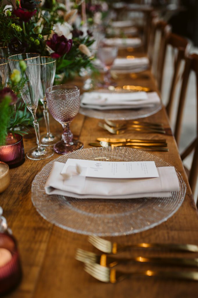 Table setting at The Barn at Botley Hill in Surrey